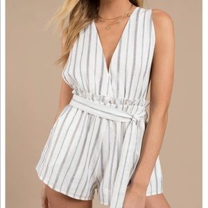Elisa White Multi Stripe Romper - Size M